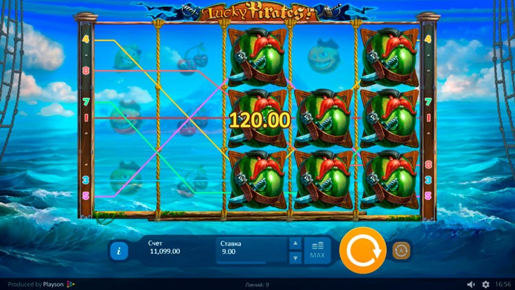 Winning combination in Lucky Pirates machine