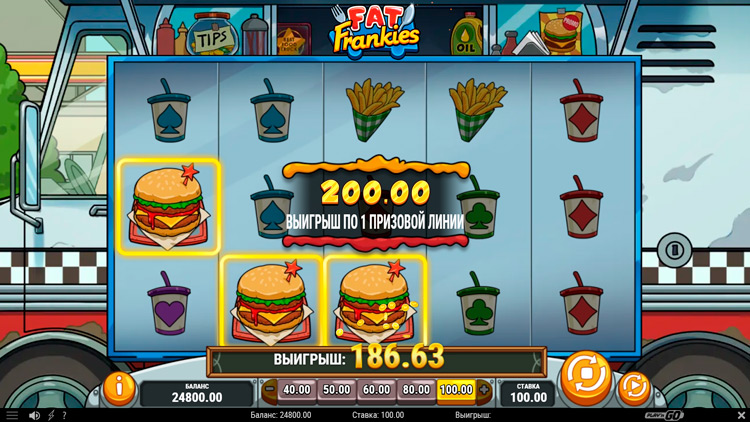 Winning in Fat Frankies slot