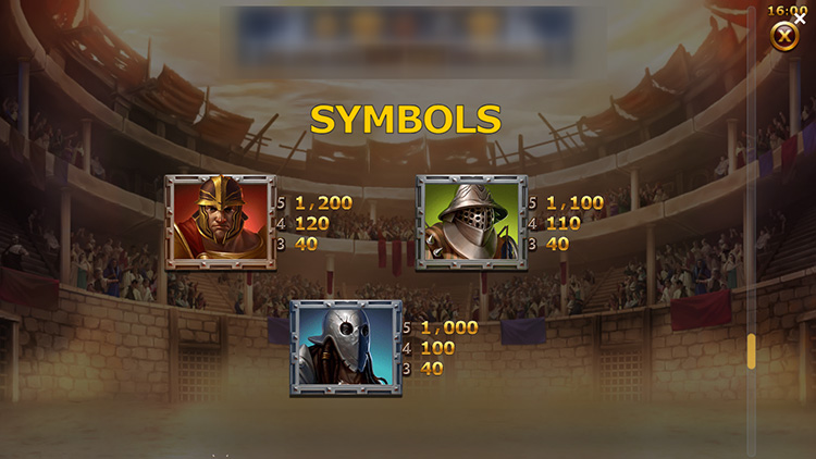 A minimum combination of three gladiators doubles the bet